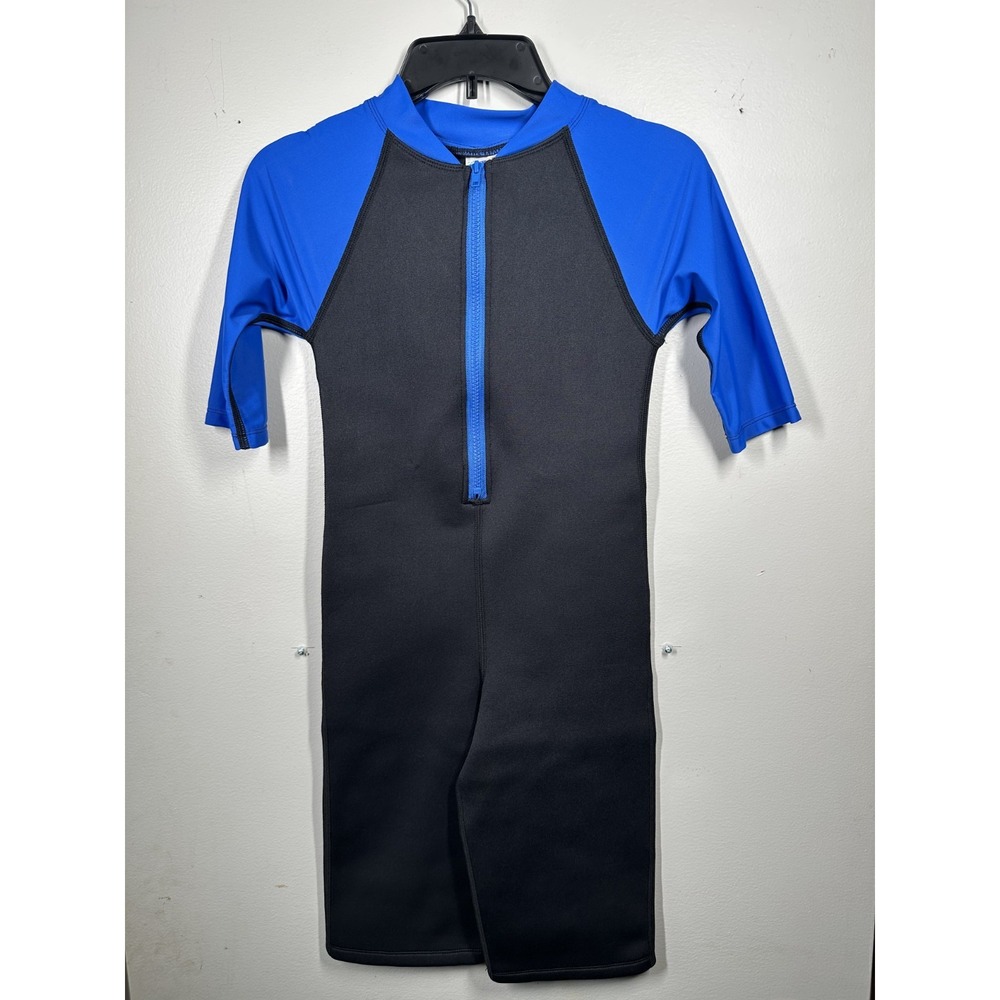 Tuga XL Snorkeling Suit Youth 13/14 Black Blue Short Sleeve Scuba Neoprene Zip